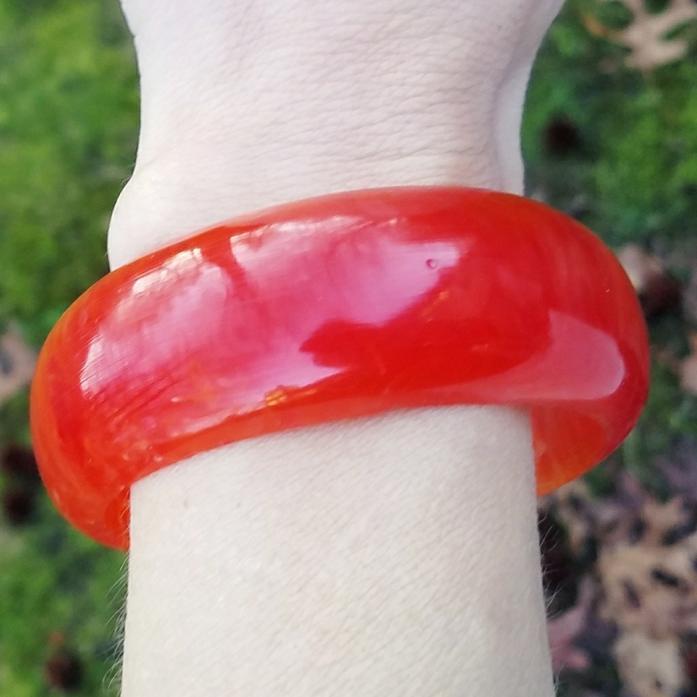 Vintage Orange Marbleized Chunky Bangle